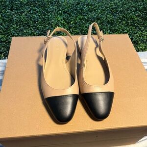 J. Crew Beige and Black Slingback Flats